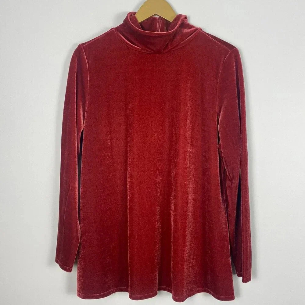 Soft Surroundings Red Velvet Turtleneck Tunic